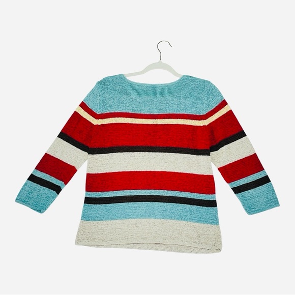 Pendleton Cotton Blend Knit Boatswain Collar Striped Sweater - Multicolor - Picture 2 of 7